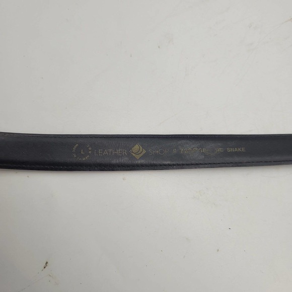 Vintage Leather Shop womens Lg 38.5" Genuine Snakeskin Belt Gold Buckle Black - Picture 8 of 10